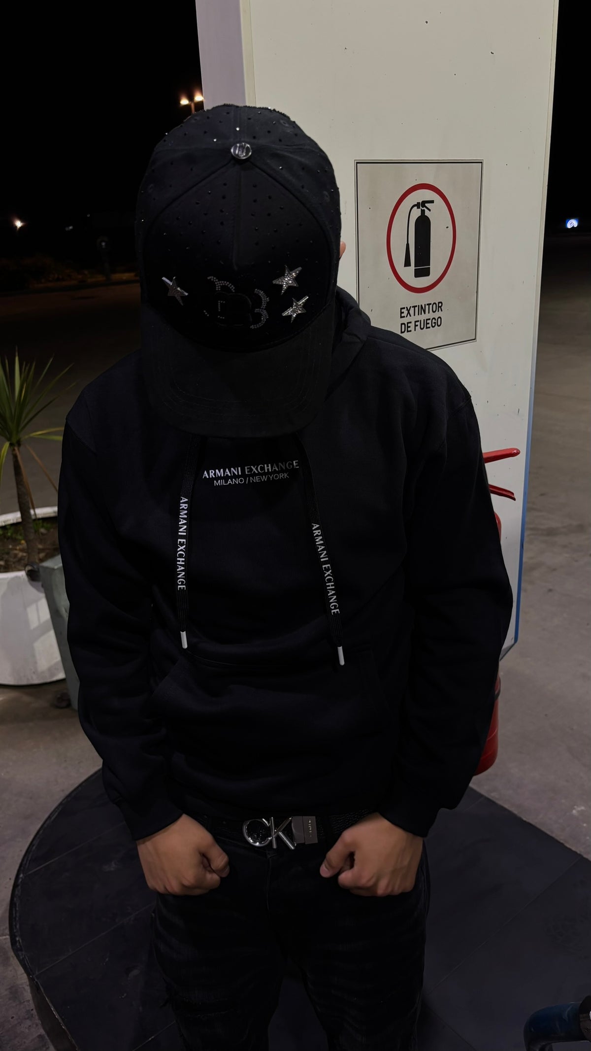 Hoodie Armani Exchange Canguro Negro