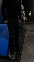 Jeans Slim Black Washed Rasgado