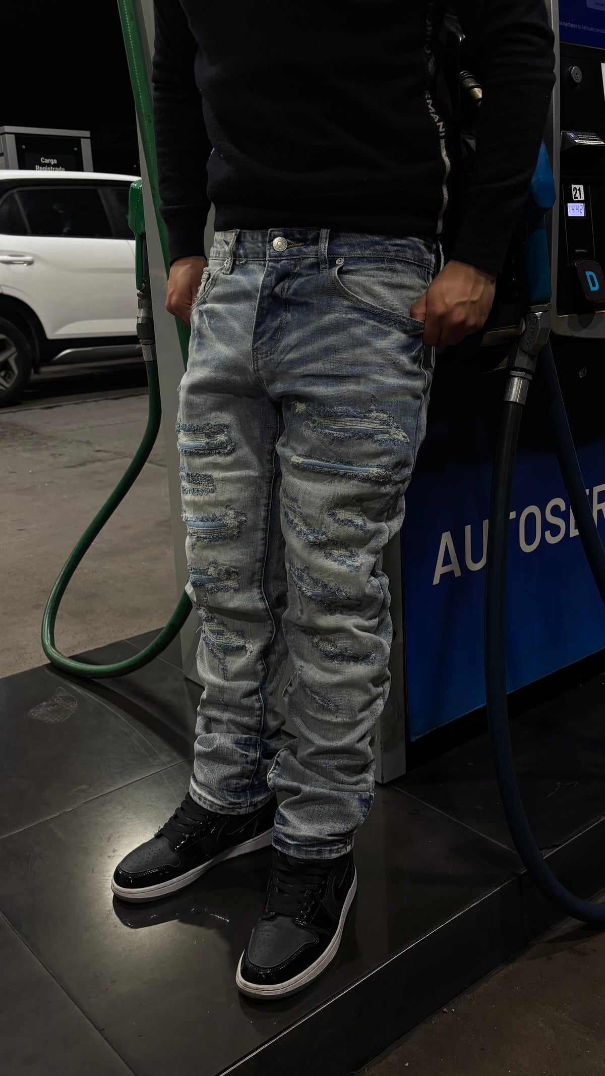 Jeans Destroyed Washed Ice Blue