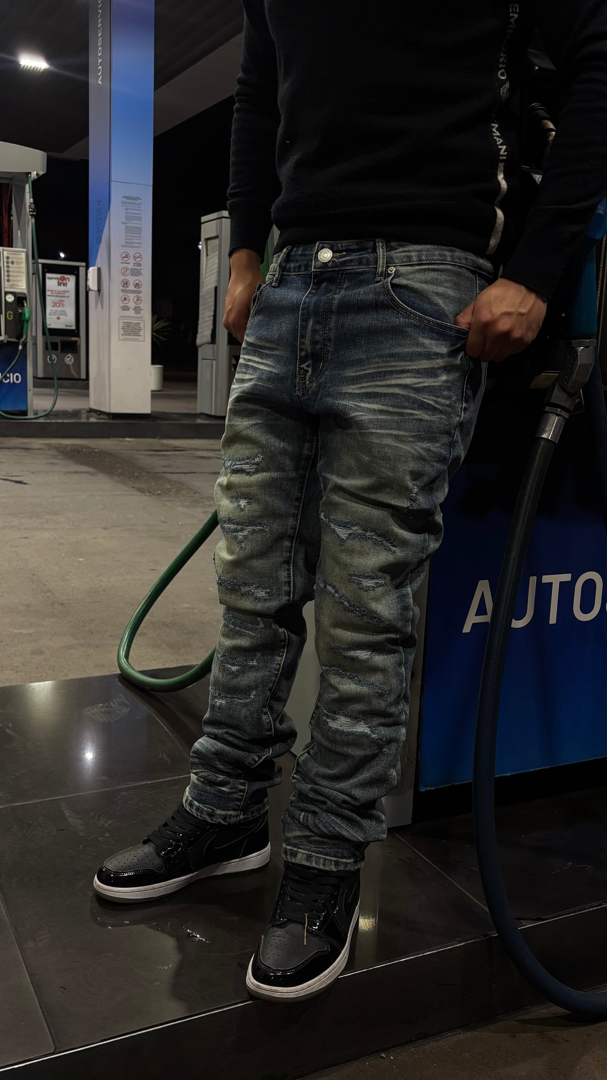 Jeans Destroyed Washed Blue